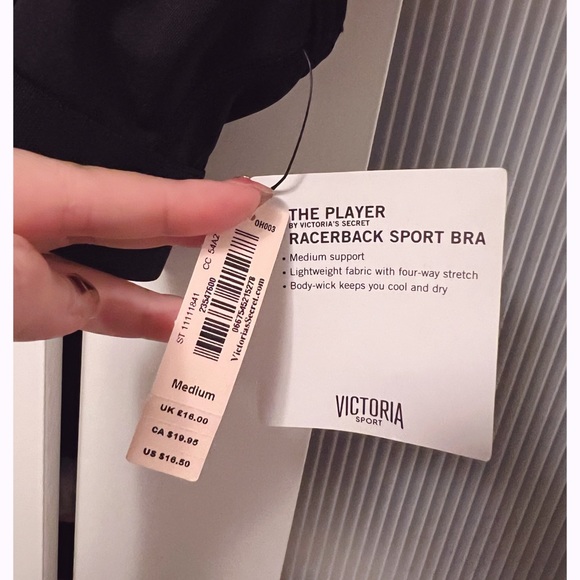 NWT Victoria’s Secret Racerback Sports Bra in Black Size M - Picture 3 of 6